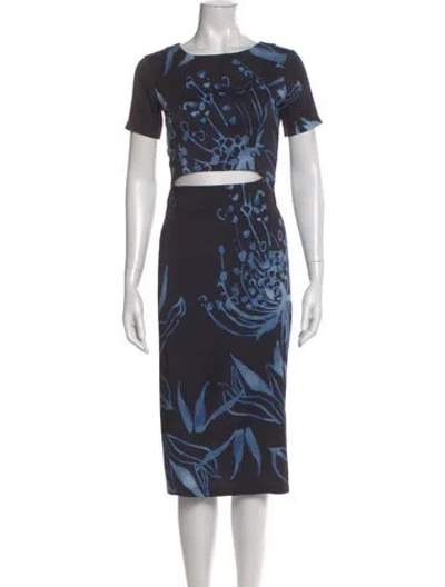 Pre-owned Suno Silk Midi Length Dress In Blue