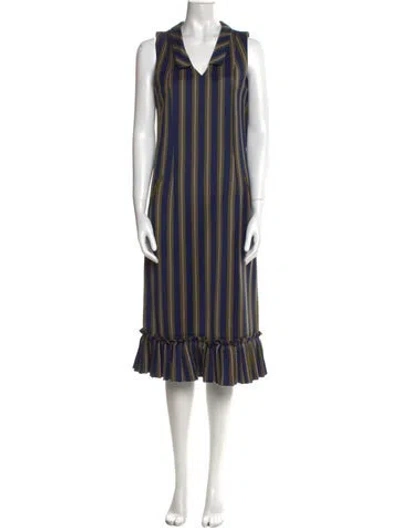 Pre-owned Suno Silk Midi Length Dress In Blue