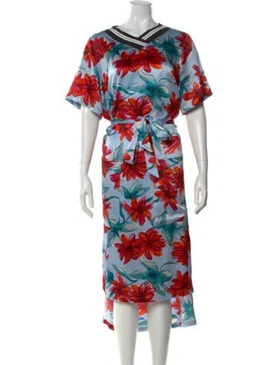 Pre-owned Suno Silk Midi Length Dress In Blue