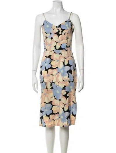 Pre-owned Suno Silk Midi Length Dress In Blue