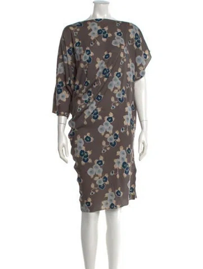 Pre-owned Suno Silk Midi Length Dress In Gray