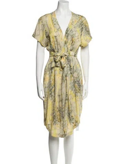 Pre-owned Suno Silk Midi Length Dress In Green