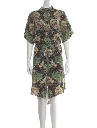 Pre-owned Suno Silk Midi Length Dress In Green