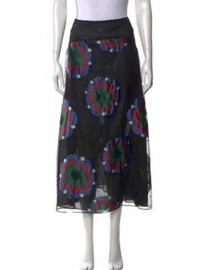 Pre-owned Suno Silk Midi Length Skirt In Black