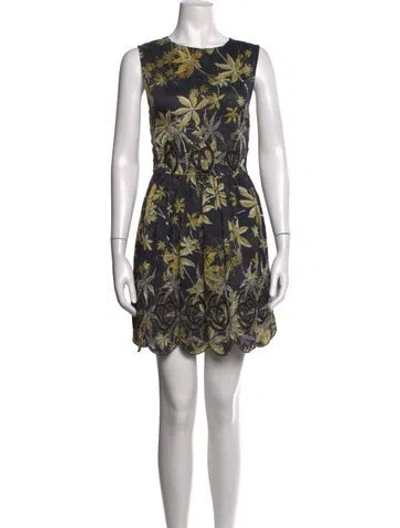 Pre-owned Suno Silk Mini Dress In Blue/yellow