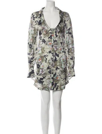 Pre-owned Suno Silk Mini Dress In Green/grey
