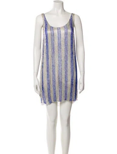 Pre-owned Suno Silk Mini Dress In White