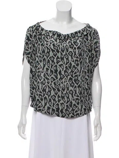 Pre-owned Suno Silk Printed Top In Green