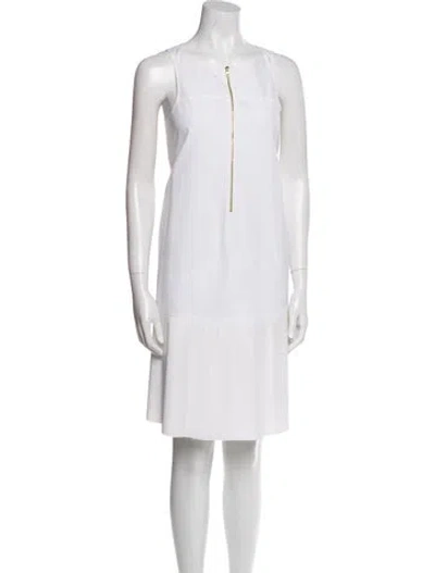 Pre-owned Suno Square Neckline Knee-length Dress In White