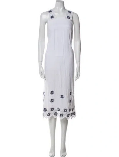 Pre-owned Suno Square Neckline Long Dress In White