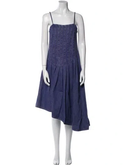 Pre-owned Suno Square Neckline Midi Length Dress In Blue