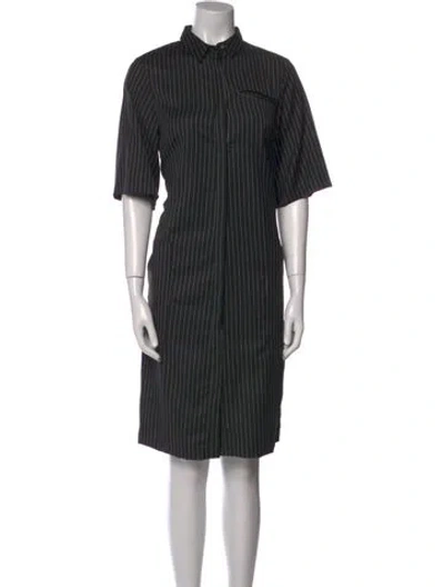 Pre-owned Suno Striped Knee-length Dress In Black