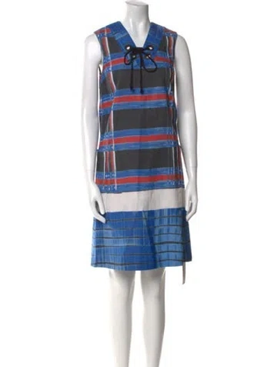 Pre-owned Suno Striped Knee-length Dress In Blue