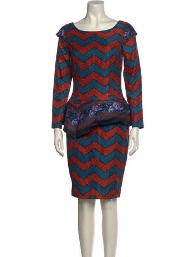 Pre-owned Suno Striped Knee-length Dress In Blue