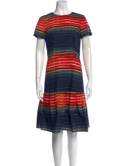 Pre-owned Suno Striped Knee-length Dress In Blue/green/red