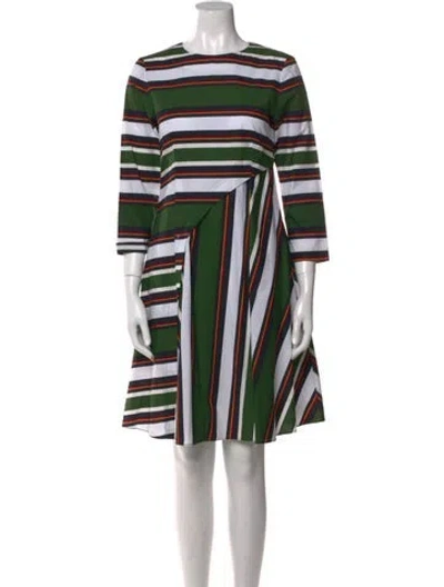 Pre-owned Suno Striped Knee-length Dress In Green