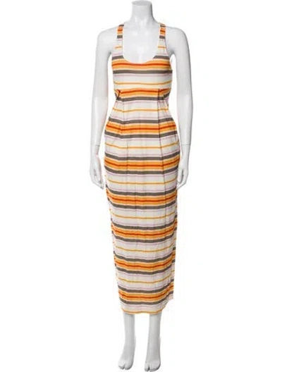 Pre-owned Suno Striped Long Dress In Multi