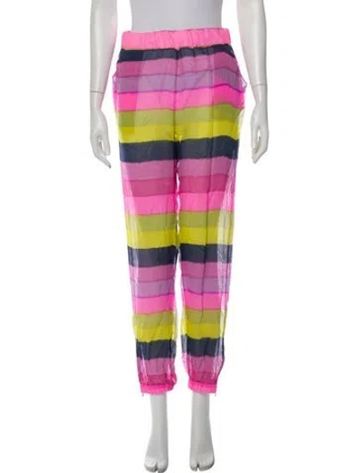 Pre-owned Suno Striped Mesh Accents Pajamas In Pink