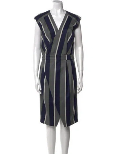 Pre-owned Suno Striped Midi Length Dress In Blue