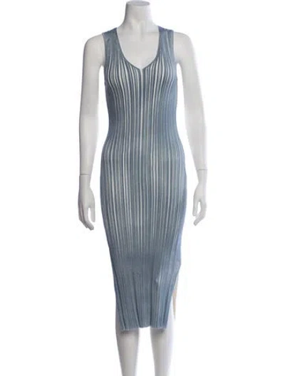 Pre-owned Suno Striped Midi Length Dress In Blue