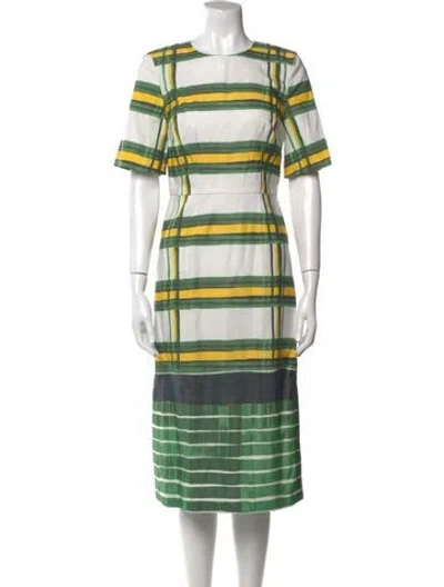 Pre-owned Suno Striped Midi Length Dress In Green