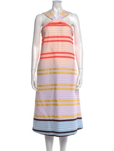 Pre-owned Suno Striped Midi Length Dress In Pink