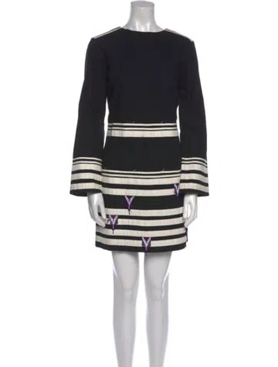 Pre-owned Suno Striped Mini Dress In Black