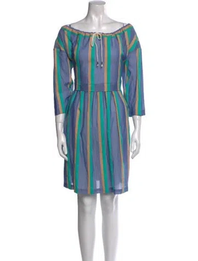 Pre-owned Suno Striped Mini Dress In Blue