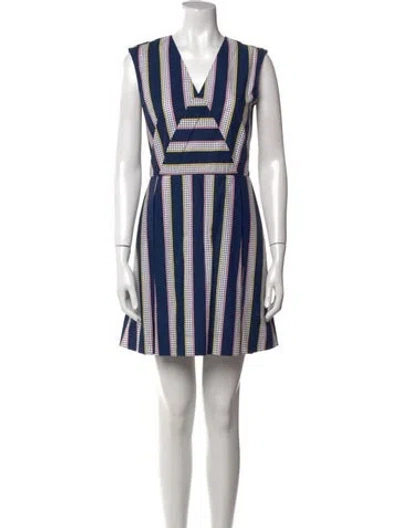 Pre-owned Suno Striped Mini Dress In Blue