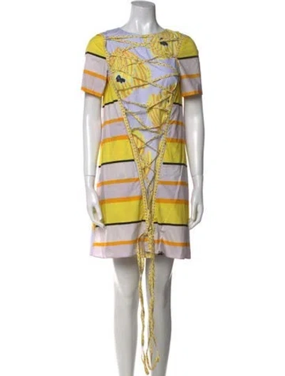Pre-owned Suno Striped Mini Dress In White