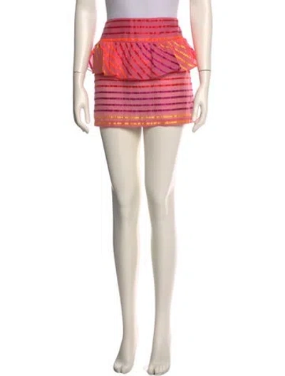 Pre-owned Suno Striped Mini Skirt In Pink