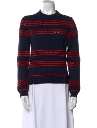Pre-owned Suno Striped Mock Neck Sweater In Blue