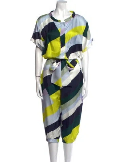 Pre-owned Suno Striped Scoop Neck Jumpsuit In Multi