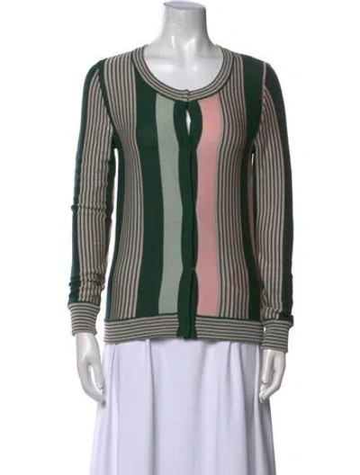 Pre-owned Suno Striped Scoop Neck Sweater In Green