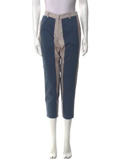 Pre-owned Suno Striped Straight Leg Pants In Blue