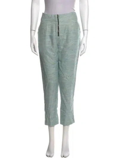 Pre-owned Suno Striped Straight Leg Pants In Green