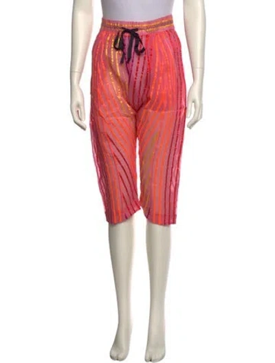 Pre-owned Suno Striped Straight Leg Pants In Pink
