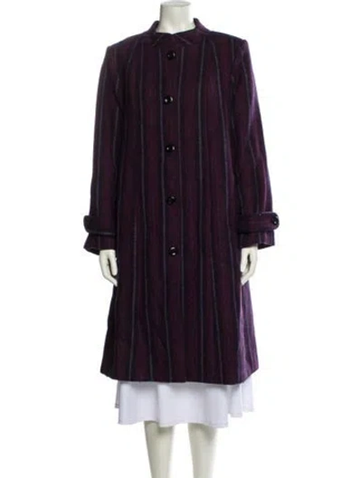 Pre-owned Suno Striped Trench Coat In Purple