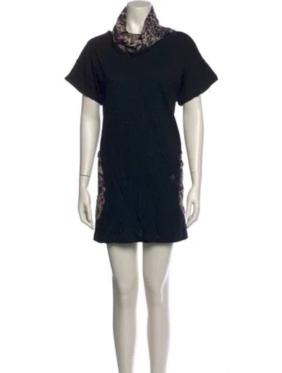 Pre-owned Suno Turtleneck Mini Dress In Black