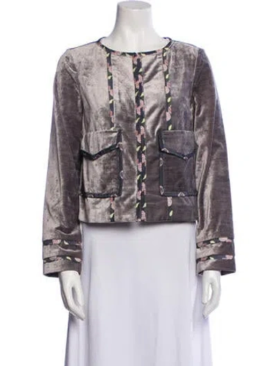 Pre-owned Suno Tweed Pattern Evening Jacket In Gray