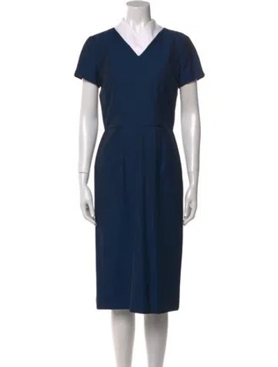 Pre-owned Suno V-neck Midi Length Dress In Blue