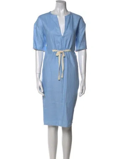Pre-owned Suno V-neck Midi Length Dress In Blue