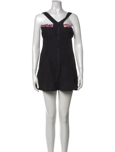 Pre-owned Suno V-neck Romper In Black