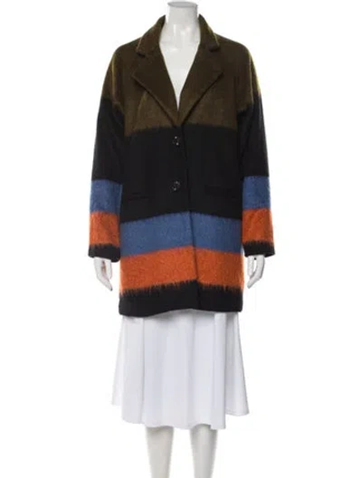 Pre-owned Suno Wool Colorblock Pattern Coat In Black