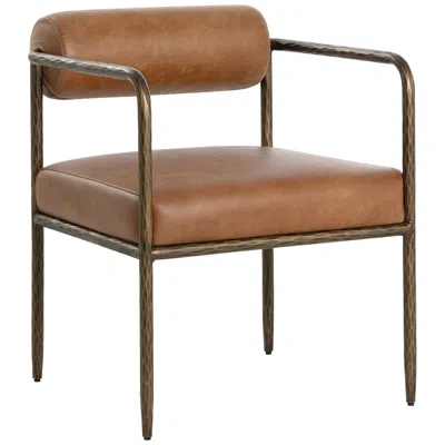Sunpan Ajani Dining Armchair Tan Leather