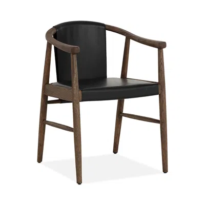 Sunpan Aran Dining Armchair, Onyx Leather In Black