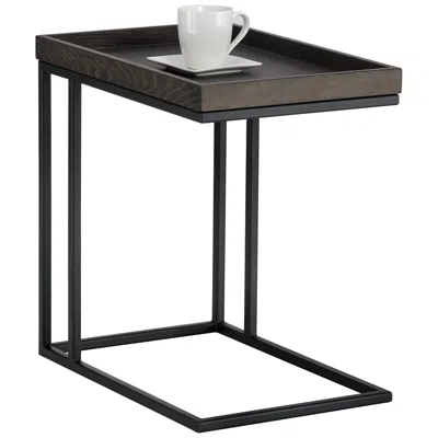 Sunpan Arden C-shaped Side Table Black Charcoal Gray