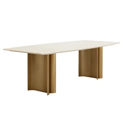 Sunpan Astara Dining Table - 94.5" - Cream In Animal Print