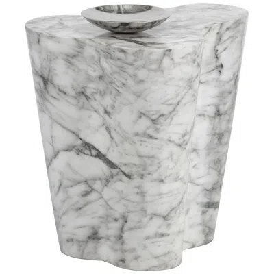 Sunpan Ava Side Table Large Marble Look In Gray