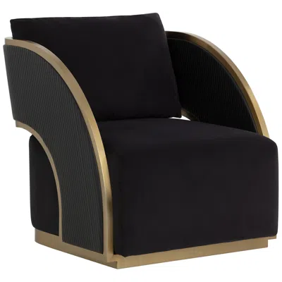 Sunpan Baz Swivel Lounge Chair Abbington Black And Napa Black